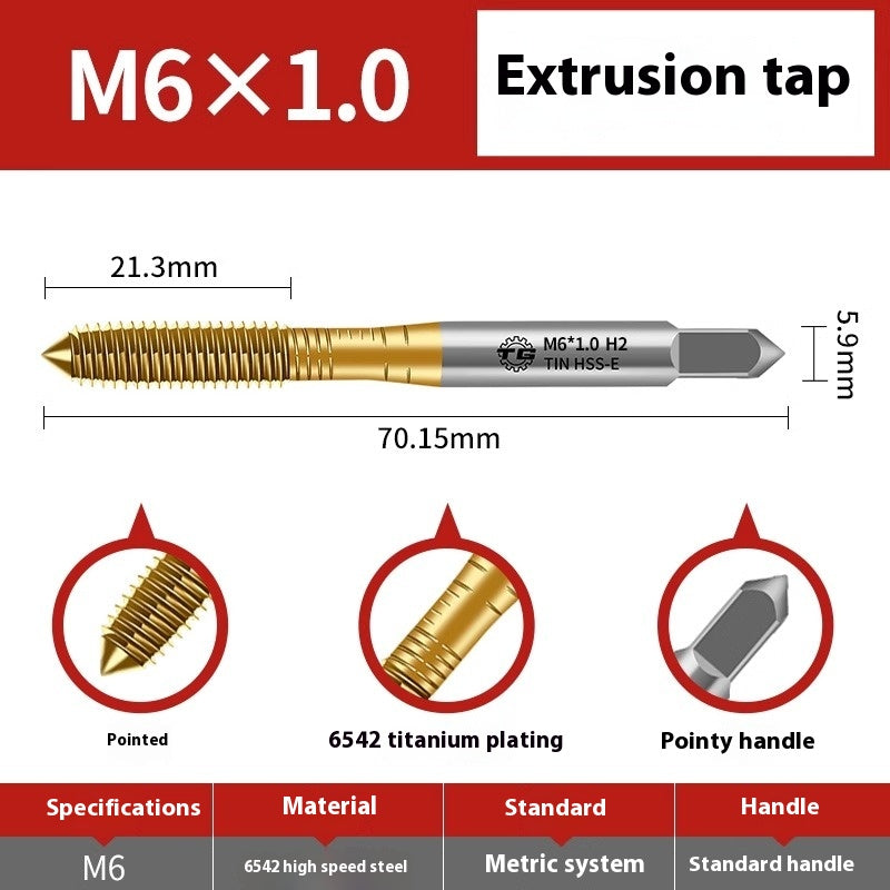 1100-6542 Titanium Plated Cobalt Extruded Tap Extruded Tapping Machined Chipless Tapping M3M4M6M8M10M12 Shandong Denso Pricision Tools Co.,Ltd.